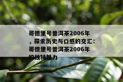 哥德堡号普洱茶2006年，探索历史与口感的交汇：哥德堡号普洱茶2006年的独特魅力