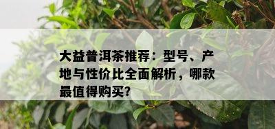 大益普洱茶推荐：型号、产地与性价比全面解析，哪款最值得购买？