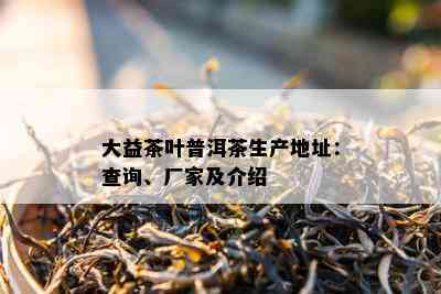 大益茶叶普洱茶生产地址：查询、厂家及介绍