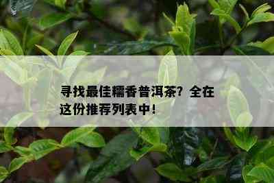 寻找更佳糯香普洱茶？全在这份推荐列表中！