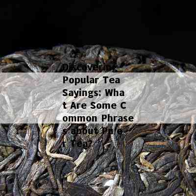 Discovering Popular Tea Sayings: What Are Some Common Phrases about Pu'er Tea?