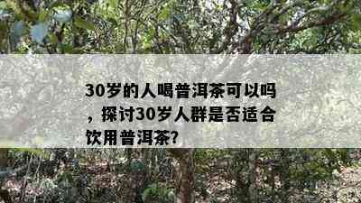 30岁的人喝普洱茶可以吗，探讨30岁人群是否适合饮用普洱茶？