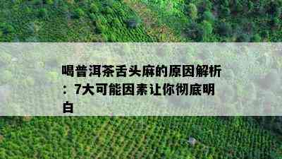 喝普洱茶舌头麻的原因解析：7大可能因素让你彻底明白