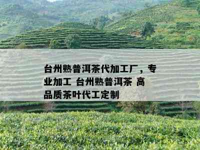 台州熟普洱茶代加工厂，专业加工 台州熟普洱茶 高品质茶叶代工定制