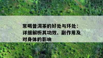 常喝普洱茶的好处与坏处：详细解析其功效、副作用及对身体的影响