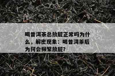 喝普洱茶总放屁正常吗为什么，解密现象：喝普洱茶后为何会频繁放屁？