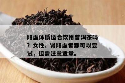 阳虚体质适合饮用普洱茶吗？女性、肾阳虚者都可以尝试，但需注意适量。