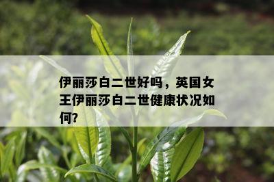 伊丽莎白二世好吗，英国女王伊丽莎白二世健康状况如何？