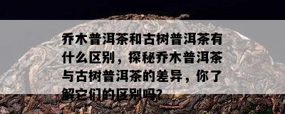 乔木普洱茶和古树普洱茶有什么区别，探秘乔木普洱茶与古树普洱茶的差异，你了解它们的区别吗？