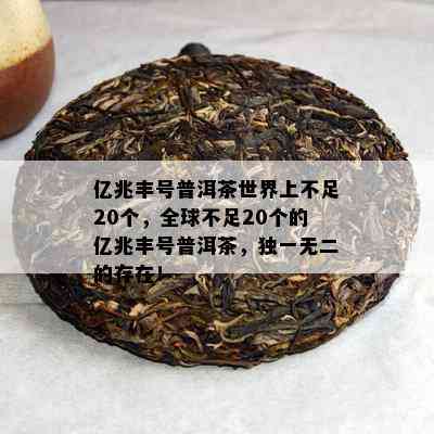 亿兆丰号普洱茶世界上不足20个，全球不足20个的亿兆丰号普洱茶，独一无二的存在！