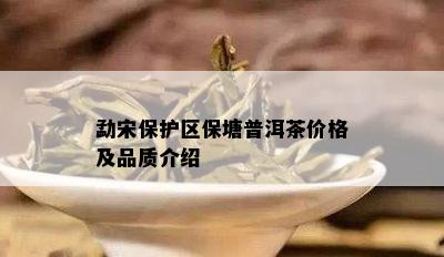 勐宋保护区保塘普洱茶价格及品质介绍