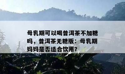 母乳期可以喝普洱茶不加糖吗，普洱茶无糖版：母乳期妈妈是否适合饮用？