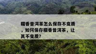 糯香普洱茶怎么保存不变质，如何保存糯香普洱茶，让其不变质？