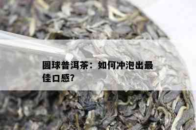 圆球普洱茶：如何冲泡出更佳口感？