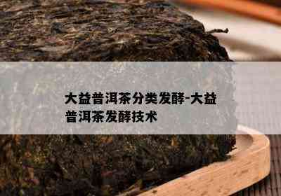 大益普洱茶分类发酵-大益普洱茶发酵技术