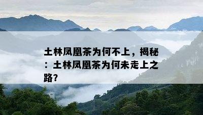 土林凤凰茶为何不上，揭秘：土林凤凰茶为何未走上之路？