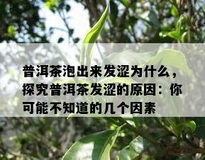 普洱茶泡出来发涩为什么，探究普洱茶发涩的原因：你可能不知道的几个因素