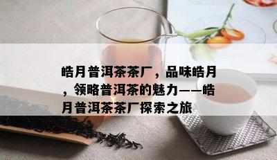 皓月普洱茶茶厂，品味皓月，领略普洱茶的魅力——皓月普洱茶茶厂探索之旅