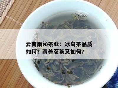 云南雨沁茶业：冰岛茶品质如何？雨善茗茶又如何？