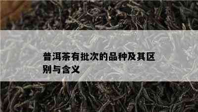 普洱茶有批次的品种及其区别与含义