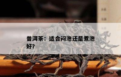 普洱茶：适合闷泡还是煮泡好？