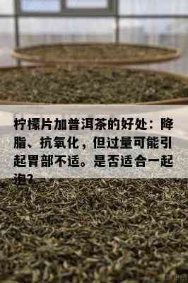 柠檬片加普洱茶的好处：降脂、抗氧化，但过量可能引起胃部不适。是否适合一起泡？