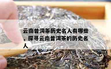 云南普洱茶历史名人有哪些，探寻云南普洱茶的历史名人