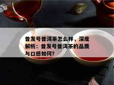 普发号普洱茶怎么样，深度解析：普发号普洱茶的品质与口感如何？