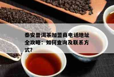 泰安普洱茶加盟商电话地址全攻略：如何查询及联系方式？