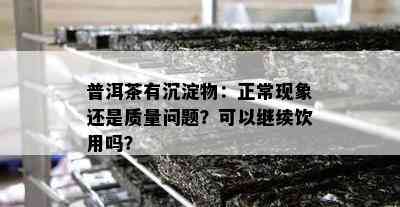 普洱茶有沉淀物：正常现象还是质量问题？可以继续饮用吗？