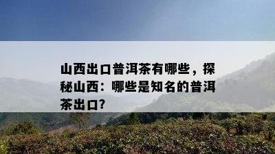 山西出口普洱茶有哪些，探秘山西：哪些是知名的普洱茶出口？