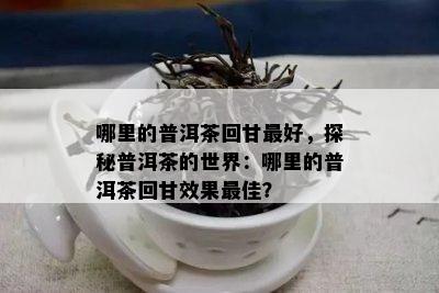 哪里的普洱茶回甘更好，探秘普洱茶的世界：哪里的普洱茶回甘效果更佳？