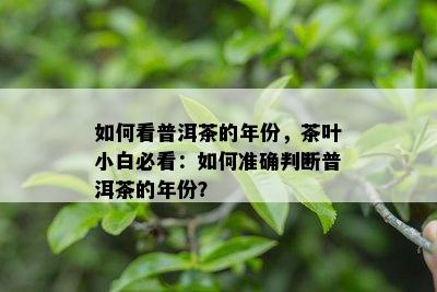 如何看普洱茶的年份，茶叶小白必看：如何准确判断普洱茶的年份？