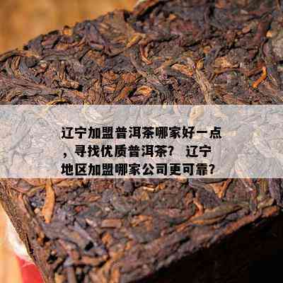 辽宁加盟普洱茶哪家好一点，寻找优质普洱茶？ 辽宁地区加盟哪家公司更可靠？