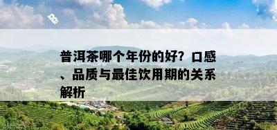 普洱茶哪个年份的好？口感、品质与更佳饮用期的关系解析