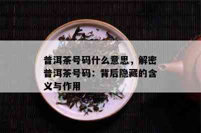 普洱茶号码什么意思，解密普洱茶号码：背后隐藏的含义与作用