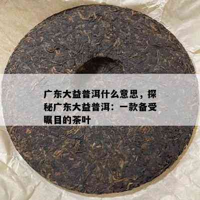 广东大益普洱什么意思，探秘广东大益普洱：一款备受瞩目的茶叶