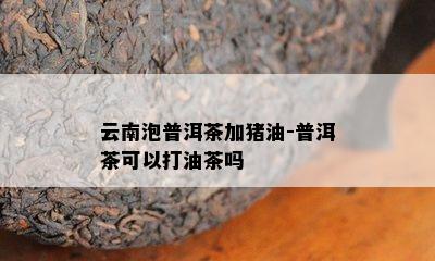 云南泡普洱茶加猪油-普洱茶可以打油茶吗