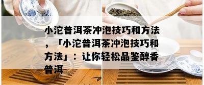 小沱普洱茶冲泡技巧和方法，「小沱普洱茶冲泡技巧和方法」：让你轻松品鉴醇香普洱