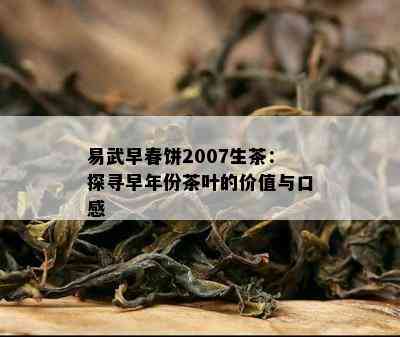 易武早春饼2007生茶：探寻早年份茶叶的价值与口感