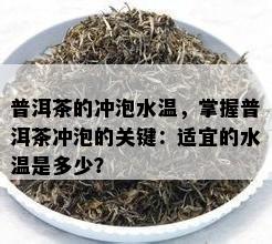 普洱茶的冲泡水温，掌握普洱茶冲泡的关键：适宜的水温是多少？