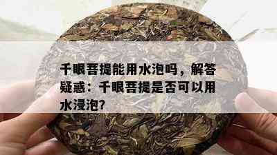 千眼菩提能用水泡吗，解答疑惑：千眼菩提是否可以用水浸泡？