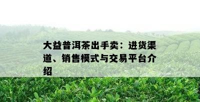 大益普洱茶出手卖：进货渠道、销售模式与交易平台介绍