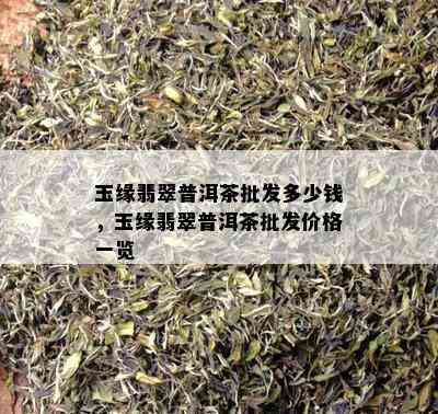 玉缘翡翠普洱茶批发多少钱，玉缘翡翠普洱茶批发价格一览