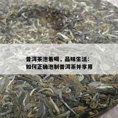 普洱茶泡着喝，品味生活：如何正确泡制普洱茶并享用