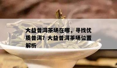 大益普洱茶场在哪，寻找优质普洱？大益普洱茶场位置解析