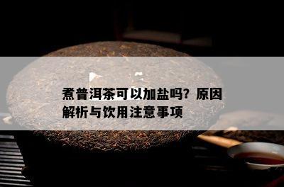 煮普洱茶可以加盐吗？原因解析与饮用注意事项