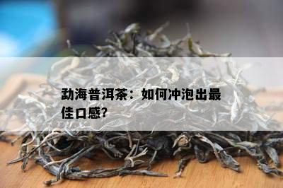 勐海普洱茶：如何冲泡出更佳口感？