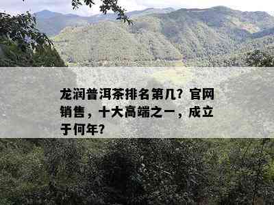 龙润普洱茶排名第几？官网销售，十大高端之一，成立于何年？