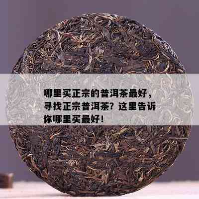 哪里买正宗的普洱茶更好，寻找正宗普洱茶？这里告诉你哪里买更好！